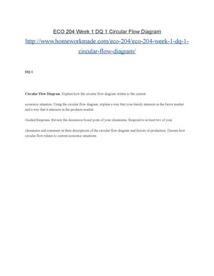 ECO 204 Week 1 DQ 1 Circular Flow Diagram