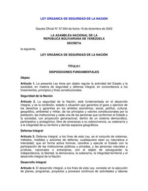 Ley Organica de Seguridad de la Nación