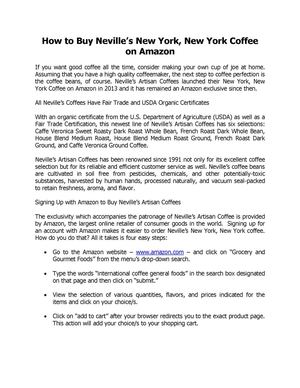 How to Buy Neville’s New York, New York Coffee on Amazon. Texas