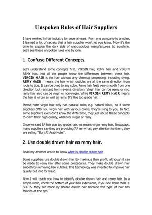 Unspoken Rules of Hair Suppliers