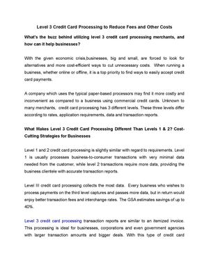 Level 3 Credit Card Processing to Reduce Fees and Other Costs