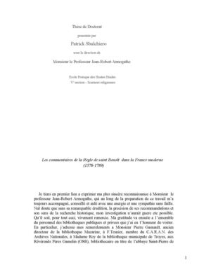 Thèse doctorat les commentaires de la Règle de saint Benoît en France (1571-1792) extraits
