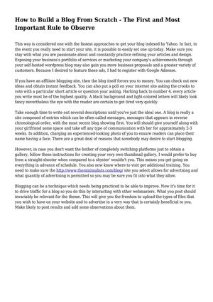 How to Build a Blog From Scratch - The First and Most Important Rule to Observe