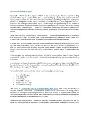 Residential Roof Repair Arlington Call 817-274-6777 Arlington Residential Roof Repair