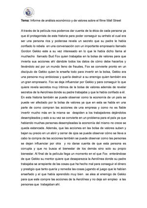 Análisis pelicula Wall Street