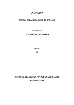 DISERTACIÓN DE LA AXIOLOGIA 