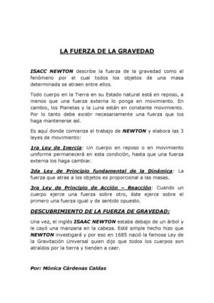 La Fuerza de la Gravedad