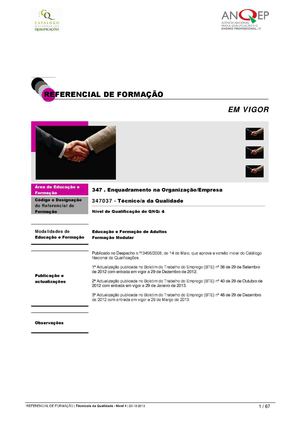 Referencial Técnico Da Qualidade