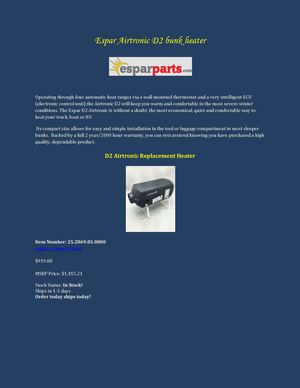 Espar Airtronic D2 bunk heater