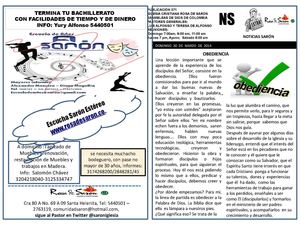 BOLETIN IGLESIA CRISTIANA ROSA DE SARON