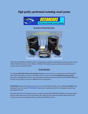 High quality synchronised swimming  sound systems