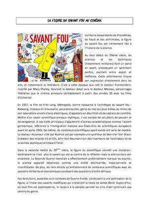 Filmographie savants fous