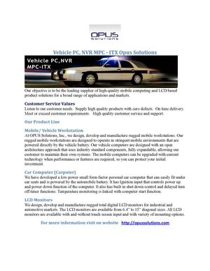 Vehicle PC, NVR MPC - ITX Opus Solutions