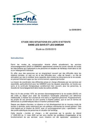 Étude des situations en liste d'attente dans les services d’accompagnement (SAVS et SAMSAH)