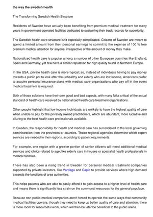 The Way the Swedish Healthcare System has been Evolving