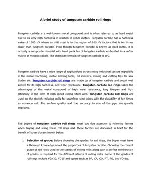 A brief study of tungsten carbide roll rings