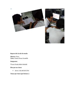Reporte del círculo de estudio