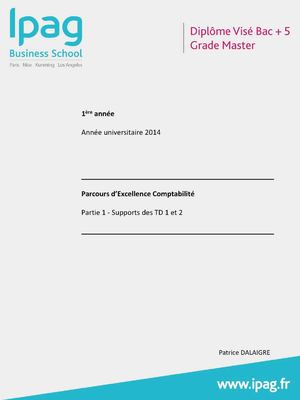 Book de TD Parcours Excellence Comptabilité - TD 1 et 2