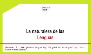 1. La naturaleza de las lenguas