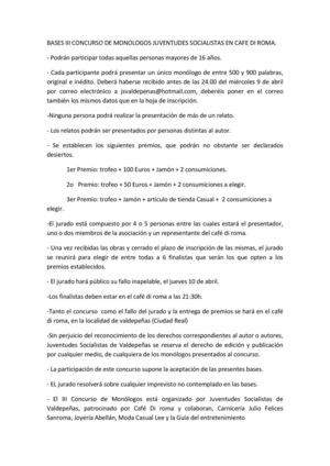 Bases de monólogos Valdepeñas