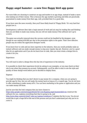 flappy angel hamster - a new free flappy bird app game