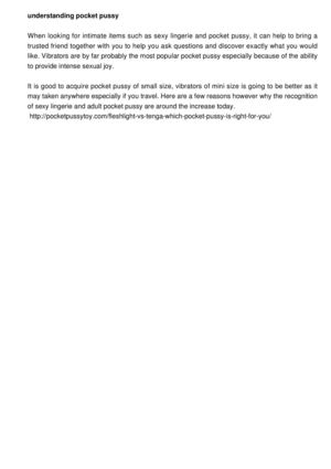 How To Choose Pocket Pussy