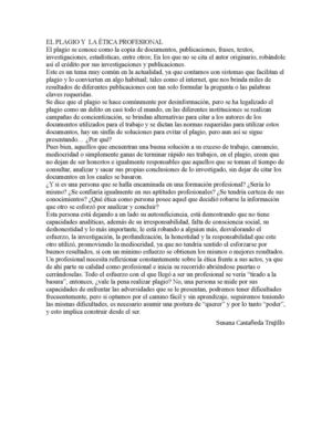 El plagio y la ética profesional