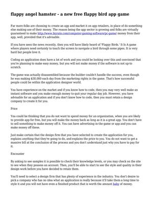 flappy angel hamster - a new free flappy bird app game