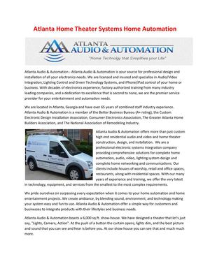 Atlanta Home Theater Systems Home Automation