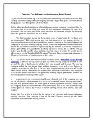 Calabasas Movers 