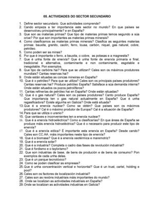 Actividades do sector secundario