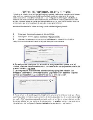 CONFIGURACION HOTMAIL CON OUTLOOK