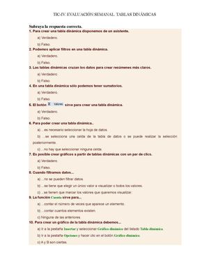 Evaluación de Tablas dinámicas
