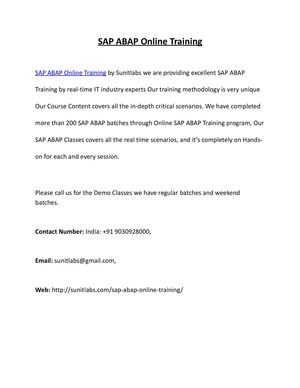 Best SAP ABAP Online Training by IT Professionals