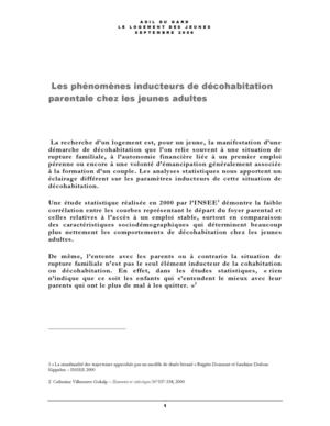 Les phénomènes de décohabitation chez les jeunes adultes - Septembre 2006