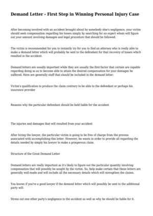 Demand Letter - First Step in Winning Personal Injury Case