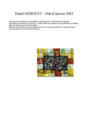 rétrospective prêt d'oeuvres 2002 à 2014