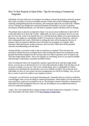 How To Buy Property in Qatar Doha - Tips for Investing in Commercial Properties 