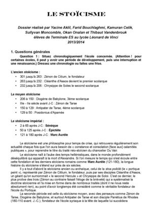 3 écoles de philosophie antique - 3. Le stoïcisme