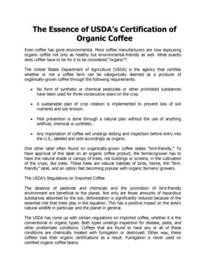 The Essence of USDA’s Certification of Organic Coffee. Kentucky