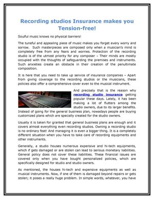 Calaméo - Recording studios Insurance Makes you Tension-free!