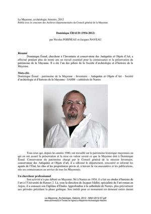 MAH-2012-07 - Dominique ÉRAUD (1954-2012) par Nicolas FOISNEAU et Jacques NAVEAU