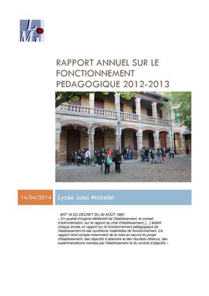 Rapport annuel sur le fonctionnement pédagogique-Lycée Michelet -2012-2013