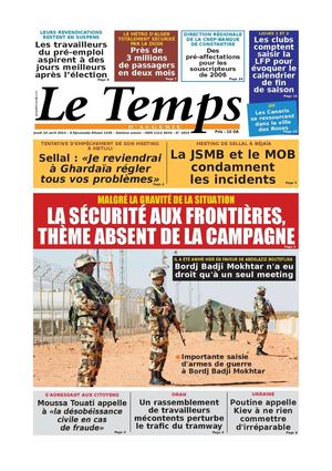 Le Temps d'Algérie Edition du Jeudi 10 Avril 2014