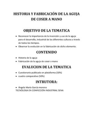 BREVE HISTORIA DE LA AGUJA