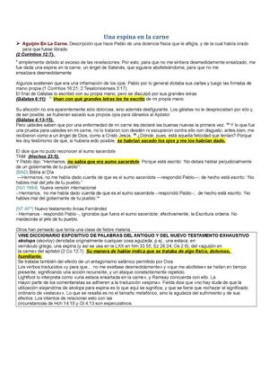 "UNA ESPINA EN LA CARNE" (2 Corintios 12:7)