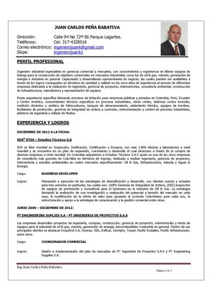 HV Ing. Juan Carlos Peña B