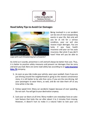 Road Safety Tips to Avoid Car Damages 