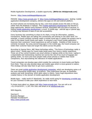 Mobile Application Development, a sizable opportunity. (Write Us: info@provab.com)