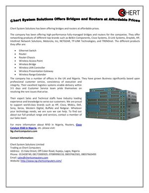 Chert System Solutions Offers Bridges and Routers at Affordable Prices